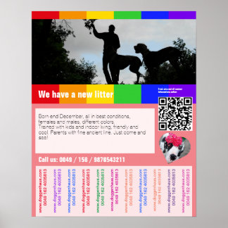 Puppy for sale flyer with QR code Poster