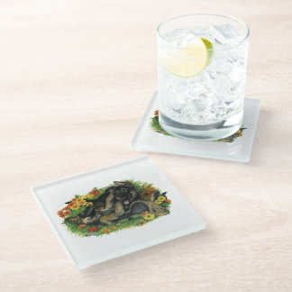 Puppy Garden Glass Coaster