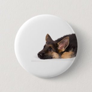 puppy german sheperd 6 cm round badge
