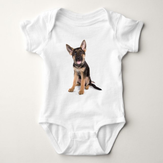 puppy German shepherd Baby Bodysuit (Front)