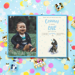 Puppy 🐶 German Shepherd First Birthday Photo  Invitation