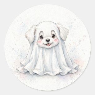Puppy Ghost Costume Halloween Cute Classic Round Sticker