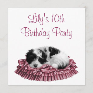Puppy Girl's 10th Birthday Party Invitation
