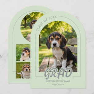 Puppy Graduation Pet Photos Invitation Card Mint