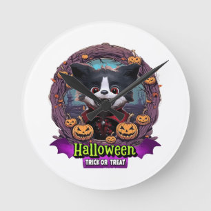 Puppy Halloween Costume Round Clock