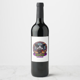 Puppy Halloween Costume Wine Label