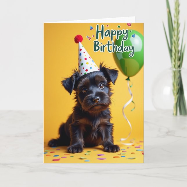 Puppy Hat Birthday Card (Front)