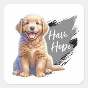 Puppy Have Hope Square Sticker