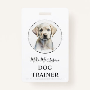 Puppy Illustration Dog Trainer ID Badge