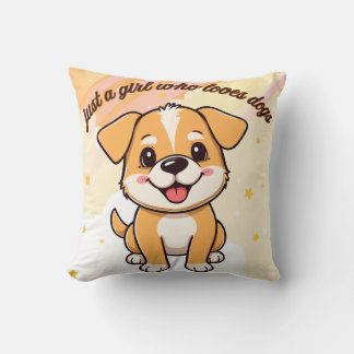 Puppy Illustration Throw Pillow