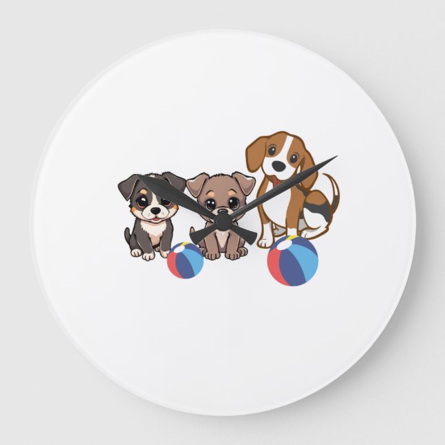 Puppy Illustration Wall Clock  (Front)