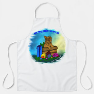 Puppy in A Box , Merry Xmas Apron
