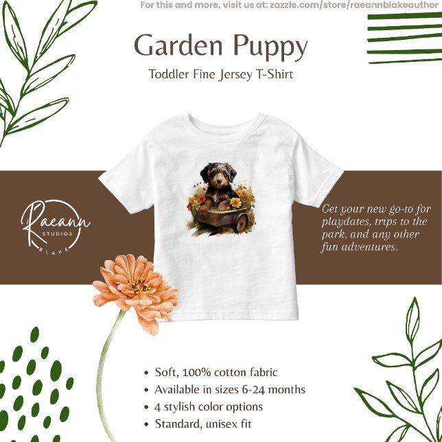 Puppy in a Wagon of Flowers Infant T-Shirt (Creator Uploaded)
