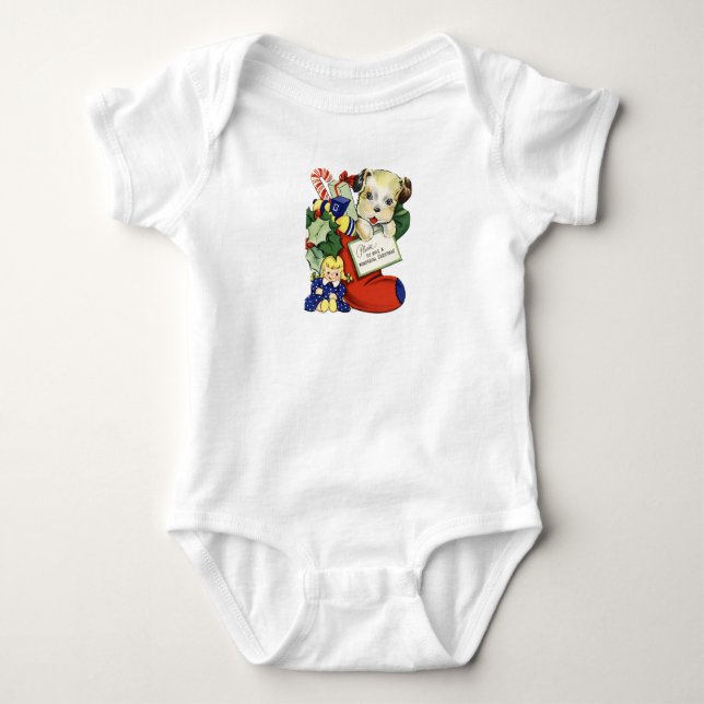 Puppy In Christmas Stocking Baby Tee (Front)