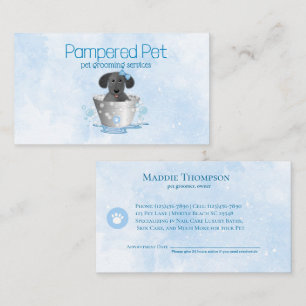 Puppy in Pail Pet Groomer Services Business Card