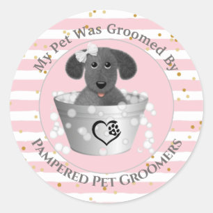 Puppy in Tin Tub Customer Classic Round Sticker