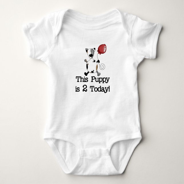 Puppy is 2 Birthday Baby Bodysuit (Front)