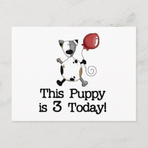 Puppy is 3 Birthday Tshirts and Gifts Postcard