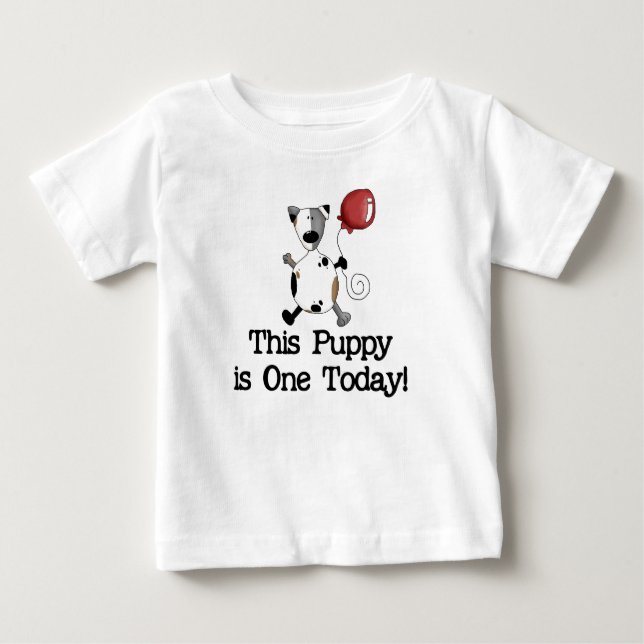 Puppy is One Birthday Baby T-Shirt (Front)
