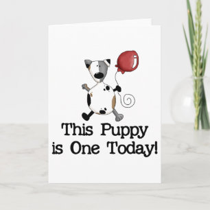 Puppy is One Birthday Tshirts and Gifts Card