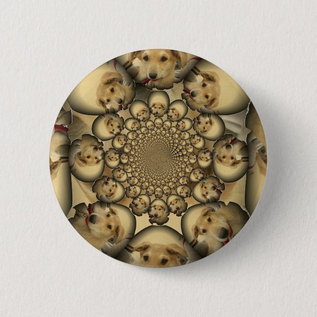 Puppy Kaleidoscope Art Print 6 Cm Round Badge (Front)