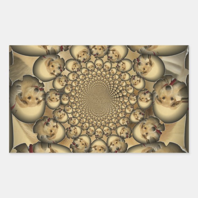 Puppy Kaleidoscope Art Print Rectangular Sticker (Front)