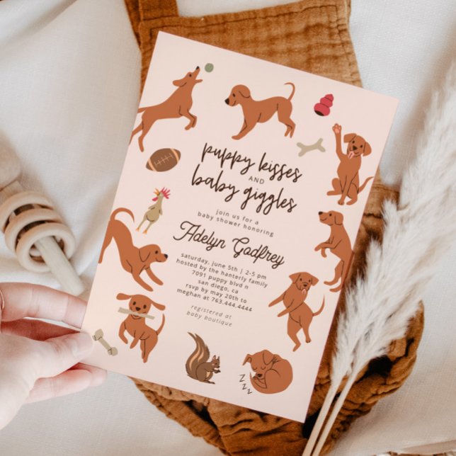 Puppy Kisses and Baby Giggles Baby Shower  Invitation (Creator Uploaded)