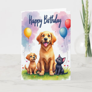 Puppy Kitten Birthday Card