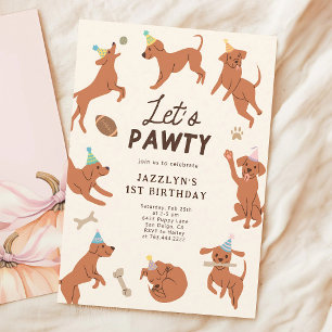 Puppy Let's Pawty Kids Birthday Invitation