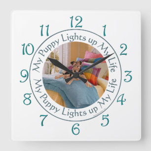 Puppy Lights Up MY Life Square Wall Clock