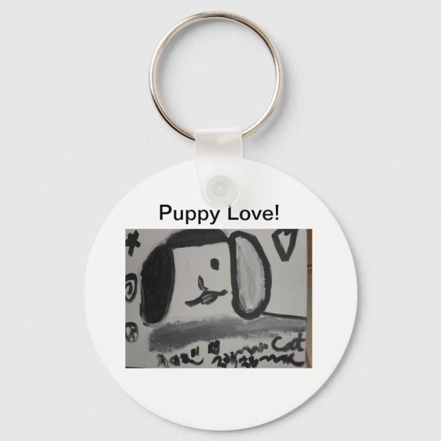 Puppy love art design peace key ring (Front)