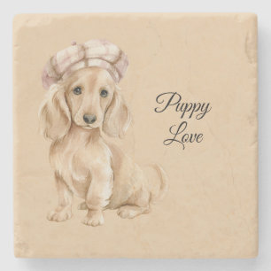 Puppy Love Beret Stone Coaster