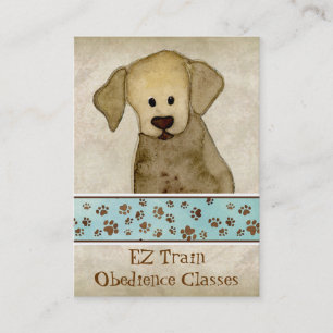 "Puppy Love," Brown Puppy Paws Art Doggy Day Care Business Card