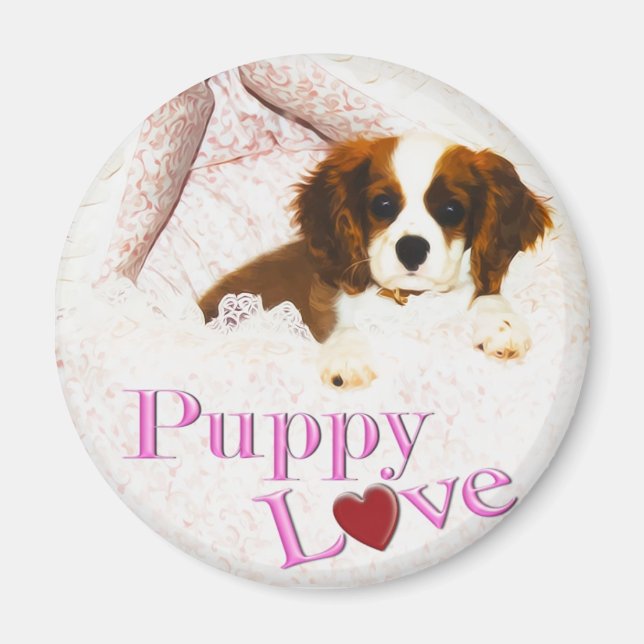 Puppy Love Cavalier King Charles Spaniel Magnet (Front)
