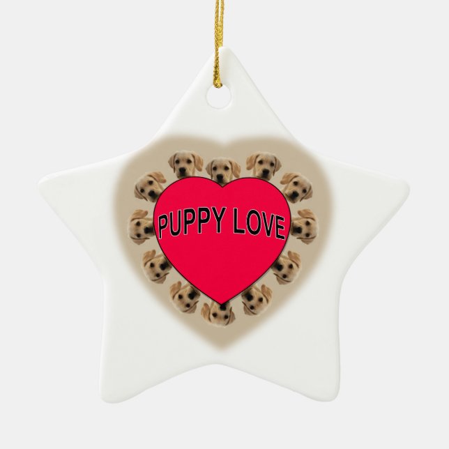 Puppy Love Ceramic Tree Decoration (Front)