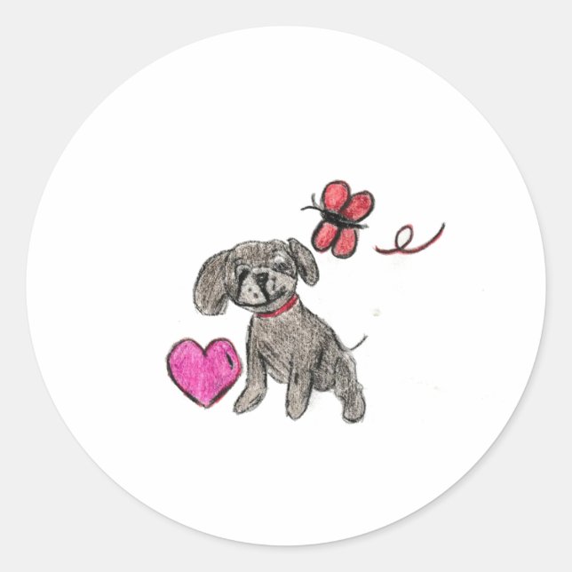 Puppy Love Classic Round Sticker (Front)