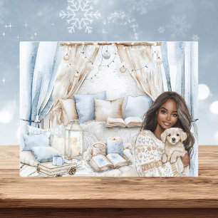 Puppy Love Cosy Winter Girly Watercolor Holiday Postcard