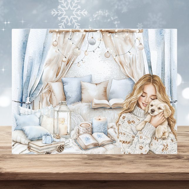 Puppy Love Cosy Winter Watercolor Holiday Postcard (Creator Uploaded)