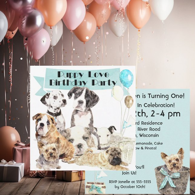 Puppy Love Customised Birthday Invitation (Creator Uploaded)