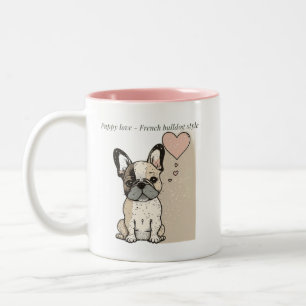 Puppy love - French bulldog style  Two-Tone Coffee Mug