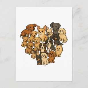 Puppy Love - Heart Made of Dogs Postcard