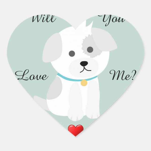 Puppy Love Heart Sticker (Front)