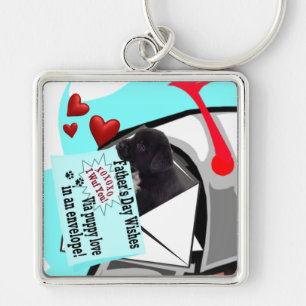 Puppy Love in an Envelope Keychain Black Lab Puppy