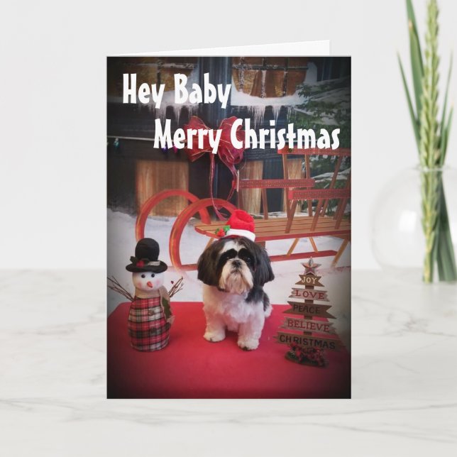 PUPPY LOVE NAUGHTY OR NICE AT CHRISTMAS HOLIDAY CARD (Front)