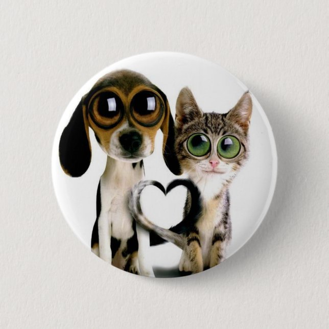 puppy love peace 6 cm round badge (Front)