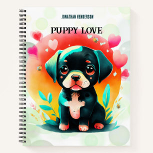 Puppy love personal name/title Spiral Sketch Notebook