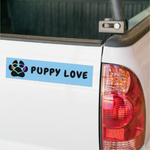 Puppy Love Rainbow Heart Bumper Sticker