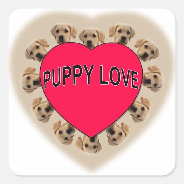 Puppy Love Square Sticker (Front)