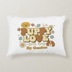 Puppy Love T-Shirt, Groovy Retro 70s Dog Lover Cut Decorative Cushion