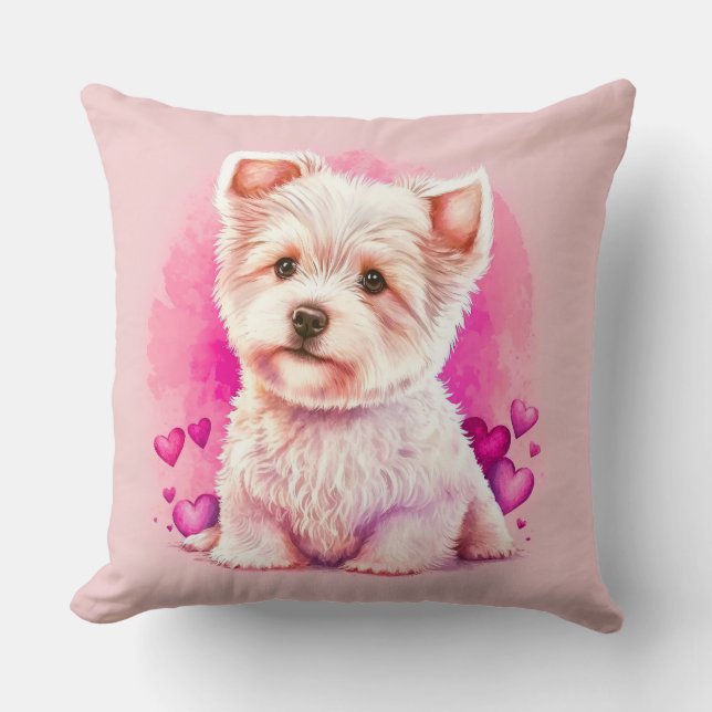 Puppy Love Throw Pillow - Nursery and Kids Decor (Front)